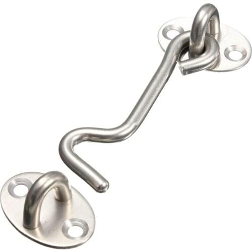 1set Stainless Steel Cabin Hook Eye Shed Gate Door Latch Silent Holder Silver, 3inch