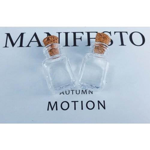 10Pcs 3ml Mini Transparent Rectangular Glass Bottles with Cork Art and Craft Perfume Wishing Sub Vials Trinket Pendant