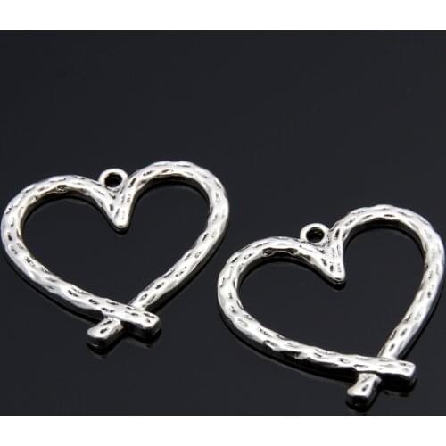 10pcs Silver Color Heart shaped Charms Simple Love Heart Pendant Jewelry Making DIY Handmade Craft Accessories Wholesale A3426