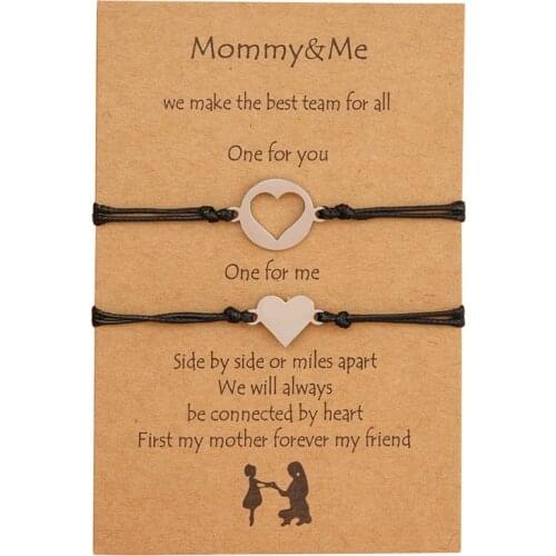 2pcs/Set Rope Chain Charm Bracelets Stainless Steel Anti Allergy Birthday Gift Unique New Heart Shape Jewelry