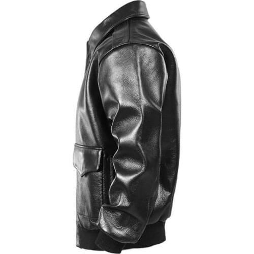 2020 Men Black USAF Pilot Jacket Europe Plus Size XXL Genuine Thick Cowhide Russian Aviator Leather Coat FREE SHIPPING