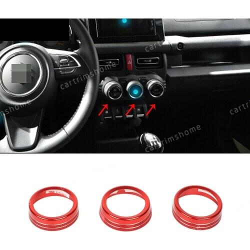 3*Red Aluminum Air Conditioning Switch Botton Knob Cover For Suzuki Jimny 2019
