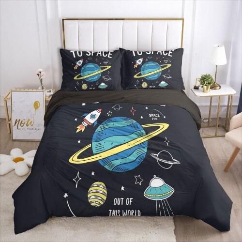 3D Black Bedding Sets Duvet Cover Set Blanket/Quilt/Comforter Cases Pillow case Spaceman Design Queen Full sizeBed Linen