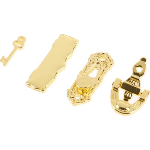1:12 4PCS Metal Door Knocker Lock Doorplate Set Dollhouse Hardware Miniature Accessories