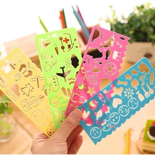 4pcs/Set Spirograph Geometric Ruler Learning Animal Drafting Tools Stationery For Students Kids Drawing Toys Gifts AN88