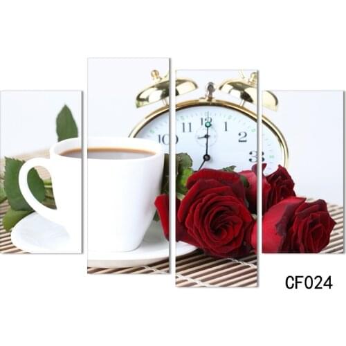 4 Pieces Modern Wall Art Coffee Kitchen Still Life Home Decorative Picture Prints Canvas Printed Painting Frameless