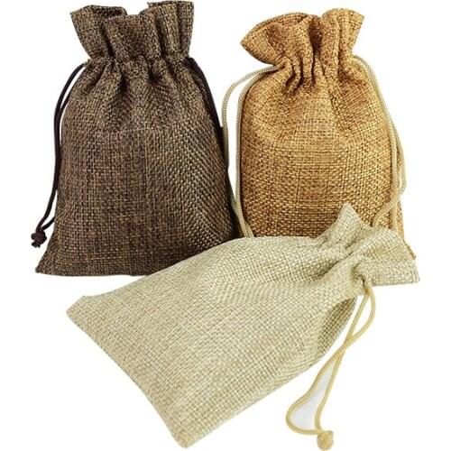 5Pcs/Lot Linen Jute Drawstring Pouch Cotton Mix Color Packages for Wedding Favors Party Gift Jewelry Hessian Sack Pouches