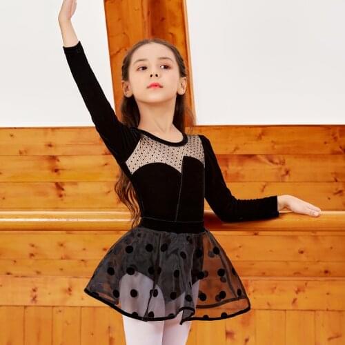 Velvet Ballet Dance Leotard For Girls Professional Ballet Tutu Dancewear Gymnastics Unitard Stage Costume Bailarina Skirt JL2024