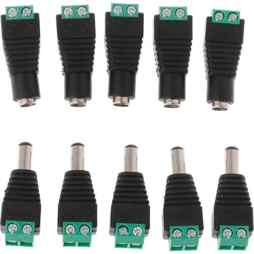 Free shipping 5 Pairs Male + Female 2.1x5.5mm DC Power Jack Plug Connector Adapter For CCTV