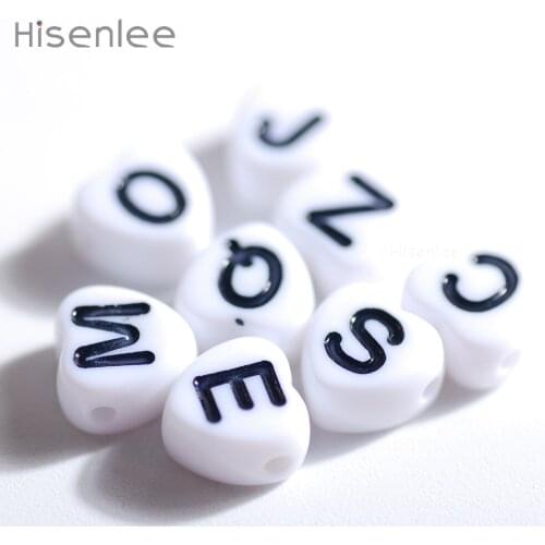 Heart Shape 4x7mm 200pcs/pack English Letters Acrylic White Spaced Beads Random Package Exquisite Art Bead DIY Jewelry Bracelets