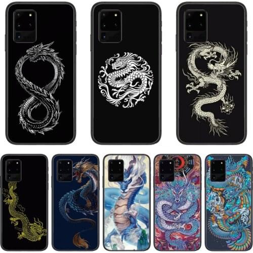 Chinese dragon Phone cover hull For SamSung Galaxy S 6 7 8 9 10 20 Plus Edge E 5G Lite Ultra black soft bumper