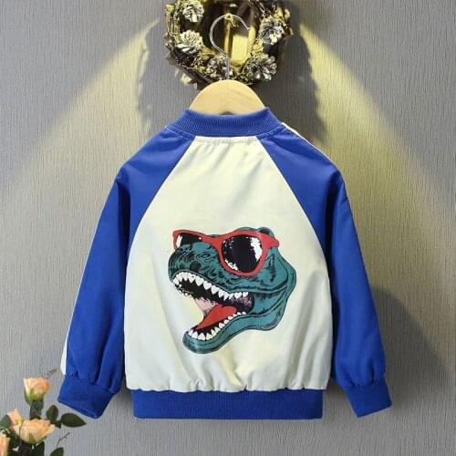 Kids Boys Autumn Jacket Dinosaur Print Hit Color Children Toddler Top Clothing
