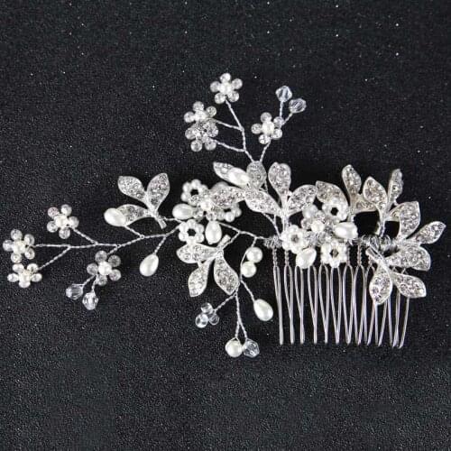 Ladies Exquisite Flower Hair Comb Bride Wedding Engagement Party Hair Jewelry Women Shining Rhinestone Luxury Hair Accessories