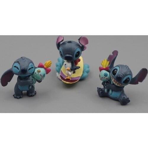 Disney 3piece 3.5cm classical Lilo and Stitch figures toys Lovely cartoon stitch hand with scrump model toys