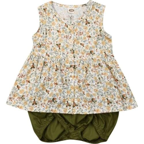 Newborn Infant Baby Girls Clothes Set Toddler Girl Flower Vest Tunic T Shirt + Shorts Outfits Summer Baby Girl Costumes