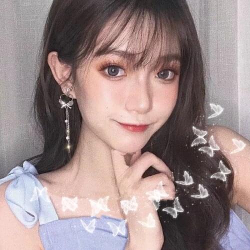 Korean New Shiny Crystal Hollow Heart Bowknot Long Dangle Earrings Pendientes Bijoux Rhinestone Pearl Earrings Brincos Jewelry