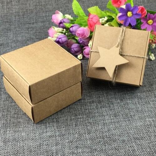 100PCS 75x75x30mm Kraft Packaging Boxes Brown Gift Box Blank Storage Box For Jewelry/Gift/Craft/Candy/cosmetics/handmade soap