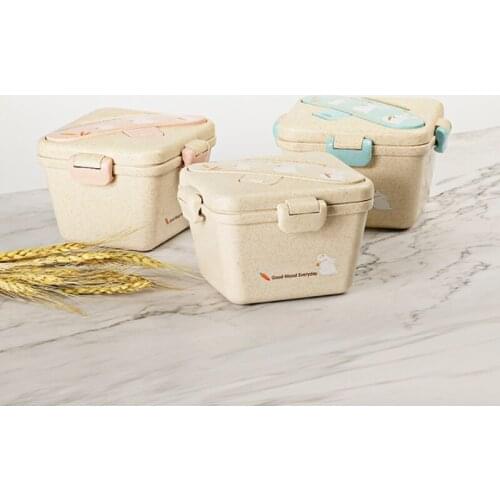 Japanese Style Microwave Bento Box Two Layers Wheat Straw Lunch Box Leak-Proof Bento Lunch Box For School Work Food Container