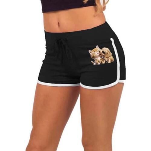 Summer Shorts Women High Waist Elasticated Fitness Leggings Push Up Gym Training New Arrival Sports Shorts cat Printing Short