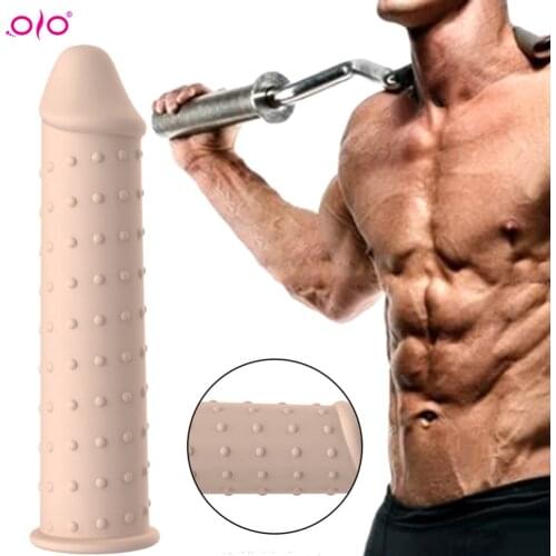 OLO Male Enlargement Reusable Condom Penis Rings Delayed Ejaculation Adult Sex Toys for Man Cock Cover Ring Penis Sleeve