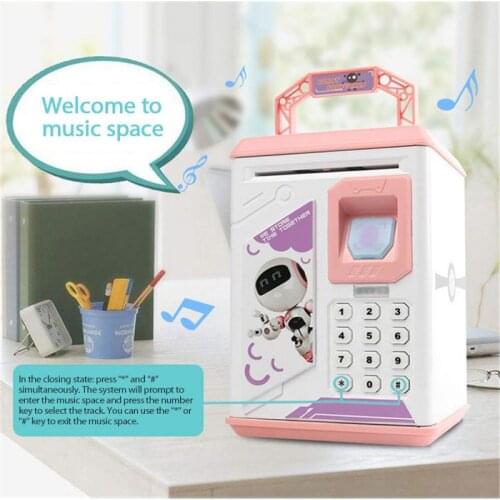 Cartoon ATM Fingerprint Sensor Piggy Bank Automatic Rolling Money Music Story Piggy Bank