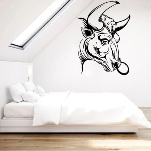 Bull Head Wall Stickers Architecture Statue Vinyl Decal Animal Mural Realistic Creative Home Decor Living Room Decoration O274
