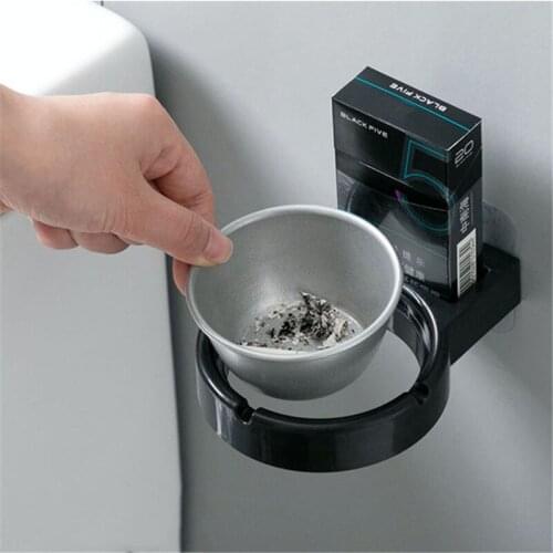 Wall-Mounted Ashtray Bathroom Cigarette Storage Rack Free Punching Ashtray Cylinder Creative Toilet Multifunctional Ash Rack