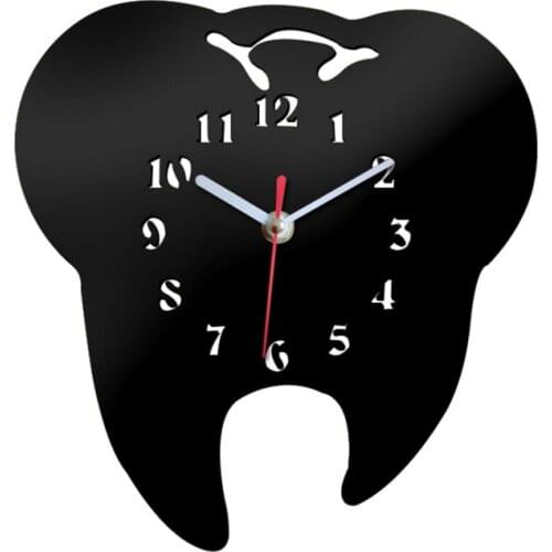 New mirror effect home decoration wall clock creative tooth clock decoration wall mute clock for kids bedroom living room klok