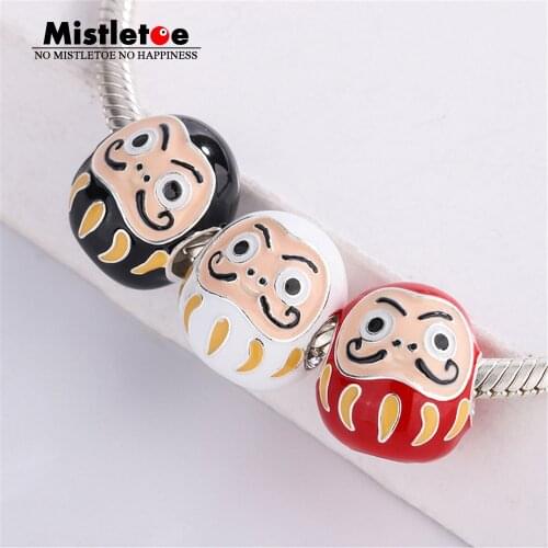 Mistletoe 925 Sterling Silver Enamel Cartoon Dharma Charm Bead Jewelry