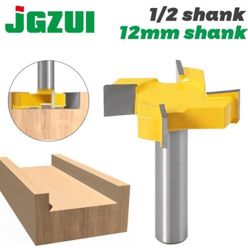 1pc 1/2"12mm Shank 4 Edge T Type Slotting Cutter Woodworking Tool Router Bits For Wood Industrial Grade Milling Cutter Slotting