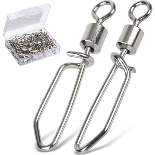 DONQL 10/20/50pcs Fishing Connector Rolling Swivels with T shape Snap 2#-10# For Fishhook Lure Tackle Carp Fishing Accessories