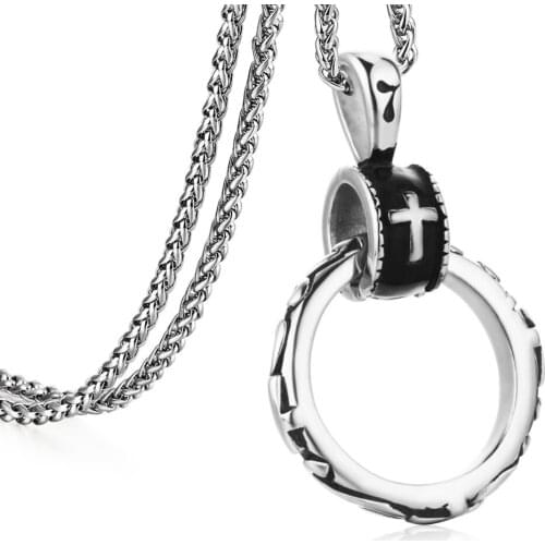 Religious Eternal Cross Pendant Stainless Steel Punk Carving Necklaces Pendants for Christian Jewelry