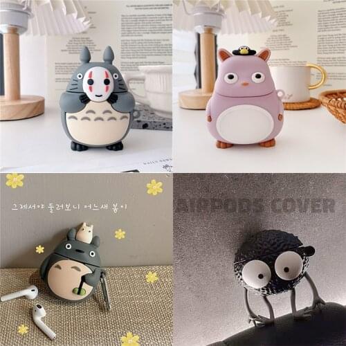 3D Cartoon Cute Totoro No Face Man Mask Silicone Case for Airpods 1 2 Pro Bluetooth Earphone Headphone Box Protective Cover