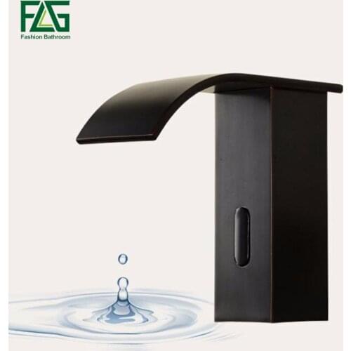 FLG Basin Faucet AC/DC Battery Power Water Saving Cold Automatic Hands Touch Sensor Faucet Waterfall Bathroom Sink Tap