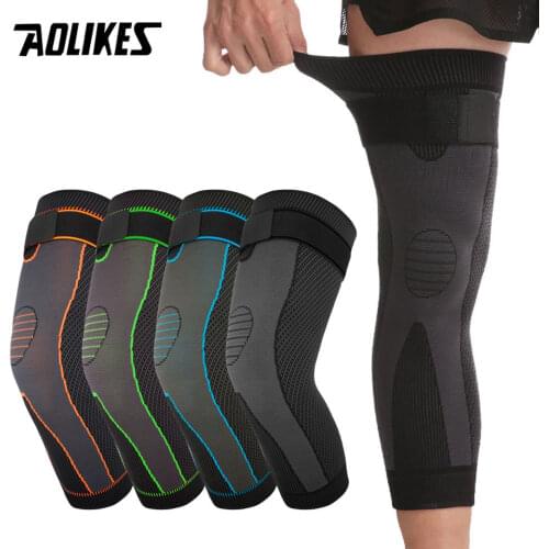AOLIKES 1PCS Sports Knee Brace Long Sleeve Cycling Running Workout Gym Sports Knee Pad Fitness Compression Knee Support