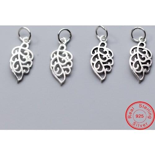 UQBing Vintage New Silver Sterling 925 Hollow Leaves Charms For Women Bracelets Necklaces diy Jewelry Findings
