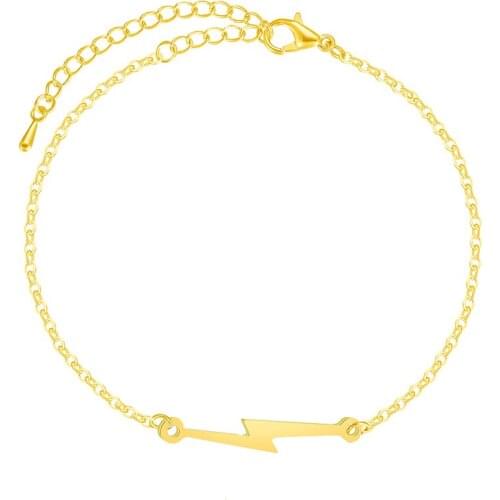 Punk Hip Hop Lightning Metal Pendant Bracelet Simple Gold Silver Color Party Accessories For Men Women Fashion Jewelry Gift