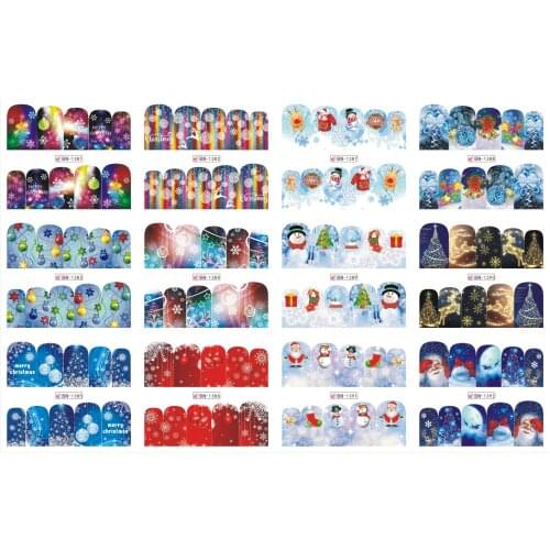 UPRETTEGO 12 PACK/ LOT WATER DECAL NAIL ART NAIL STICKER FULL COVER CHRISTMAS XMAS OWL DEER SANTA CLAUSE SNOWMAN BN1381-1392