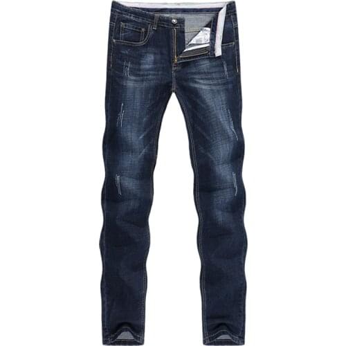 Japanese and Korean skinny jeans trousers straight dark blue leisure time 2020