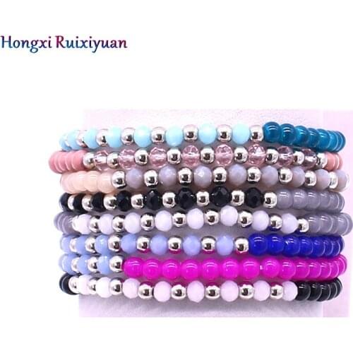 Handmade beaded jewelry fashion crystal glass beads bracelets for women charm friendship crystal beaded bracelet gift