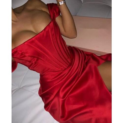 New Runway Fashion Sexy Off Shoulder Red Women Summer Dress 2020 Designer Evening Party Dress Vestido