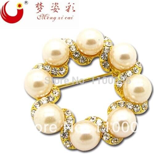 Gold Jewelry Broches Clear Crystal Small Flower Pearl Brooches For Wedding Girls Free Shipping X1302