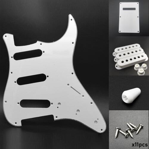 1 Set 11 Hole SSS Guitar Pickguard Strat Back Plate Pickup Cover Knobs Tips Accessories