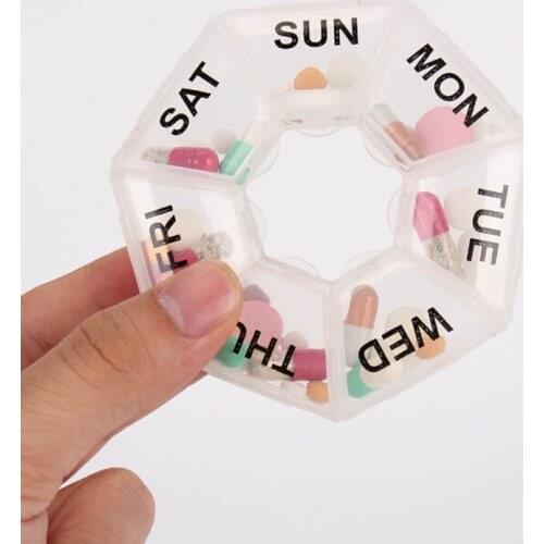 1Pc 7 Days Medicine Pill Box Mini Round Portable Travel Storage Vitamin Box Sort Tablet Holder Organizer Container Cases