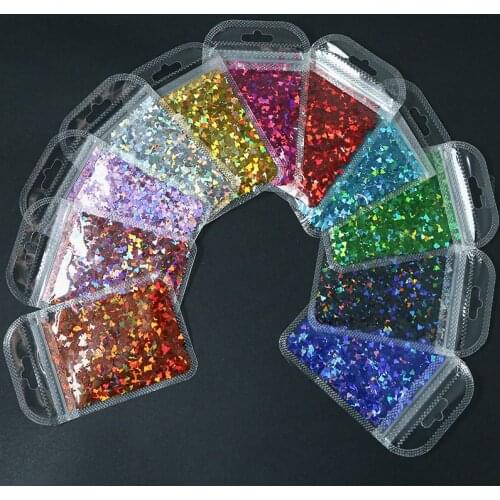 1Pack 12 Colors Holographic Sweet Love Heart Peach Nail Glitter Flakes Shining Sequin For Nail Art Paillette For Manicure Tips