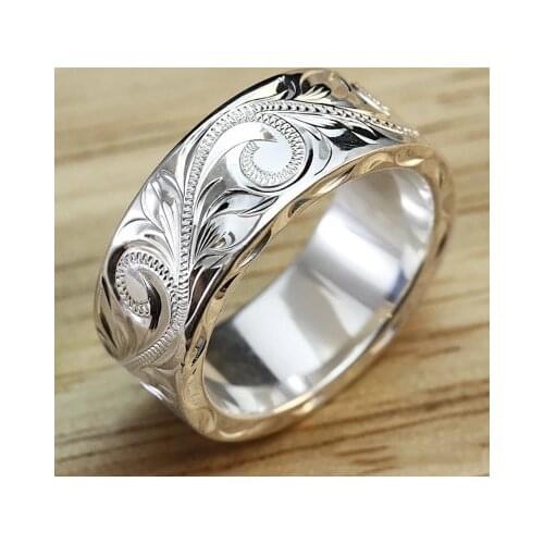 2020 New Arrival Trendy Engraved Flower Leaf Pattern Rings Fro Women Romantic Wedding Engagement Band Jewelry Gifts Accessories