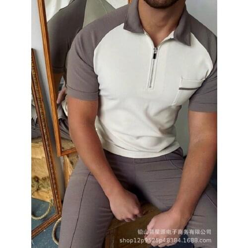 2021 European And American spring And Summer New POLO Shirt With Zipper And Color Matching Mens T-Shirt Sports Casual Top M-3XL