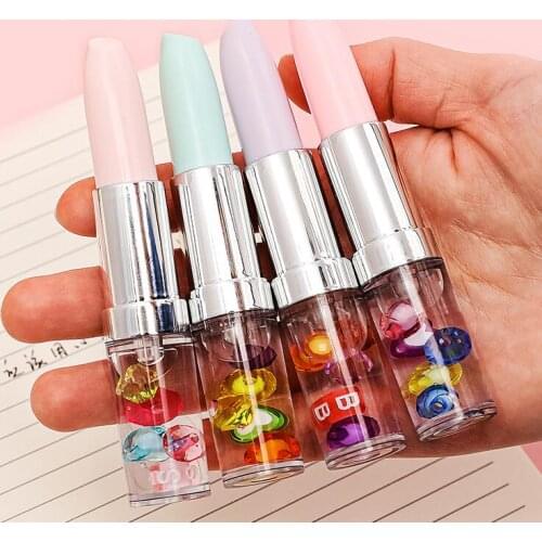 2021Fashion Diamond Lipstick Pen Ballpoint Pen Stationery Colorful Ball Pens Friends Student Gifts Office Pen Creative Girls
