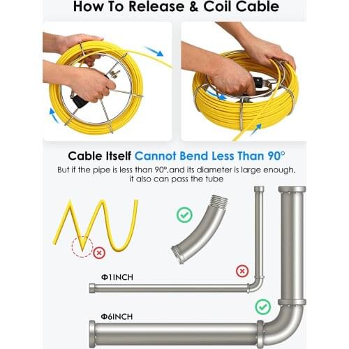 30M Drain Sewer Pipeline Industrial Endoscope Pipe Inspection Cable