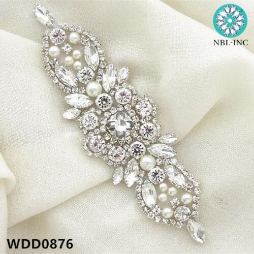 30PCS )Wholesale bridal beaded sewing crystal rhinestone applique iron on for wedding dress WDD0876